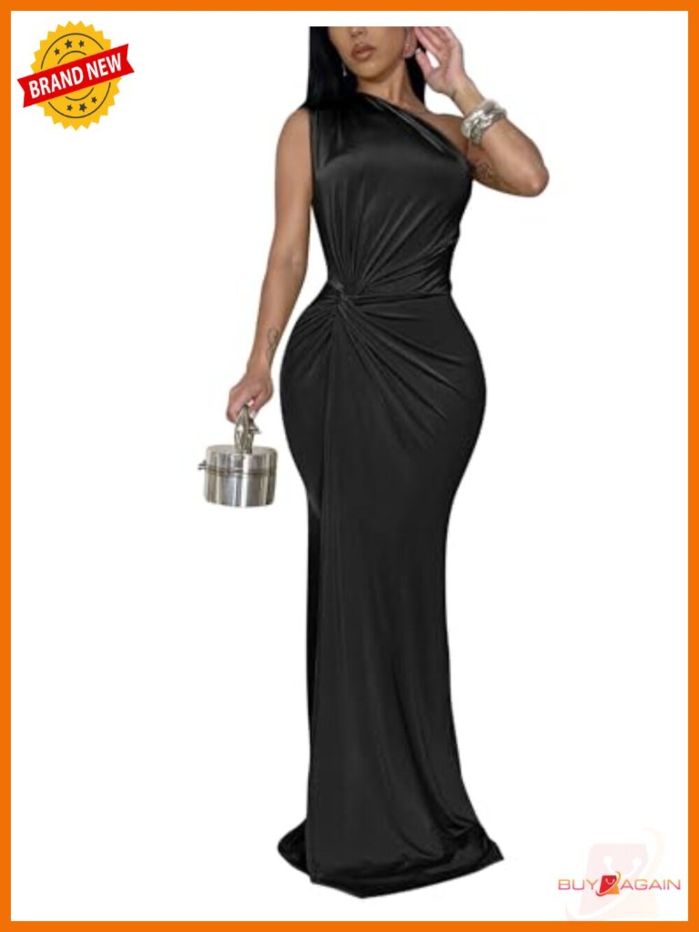 Women's One Shoulder Bodycon Maxi Dress Twist Waist Sleeveless Party Club